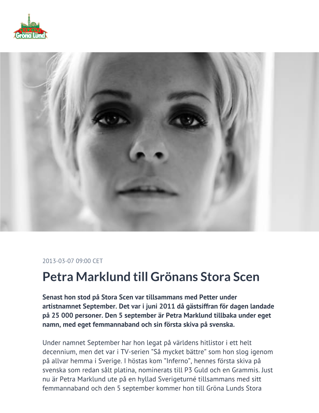 Petra Marklund Till Grönans Stora Scen