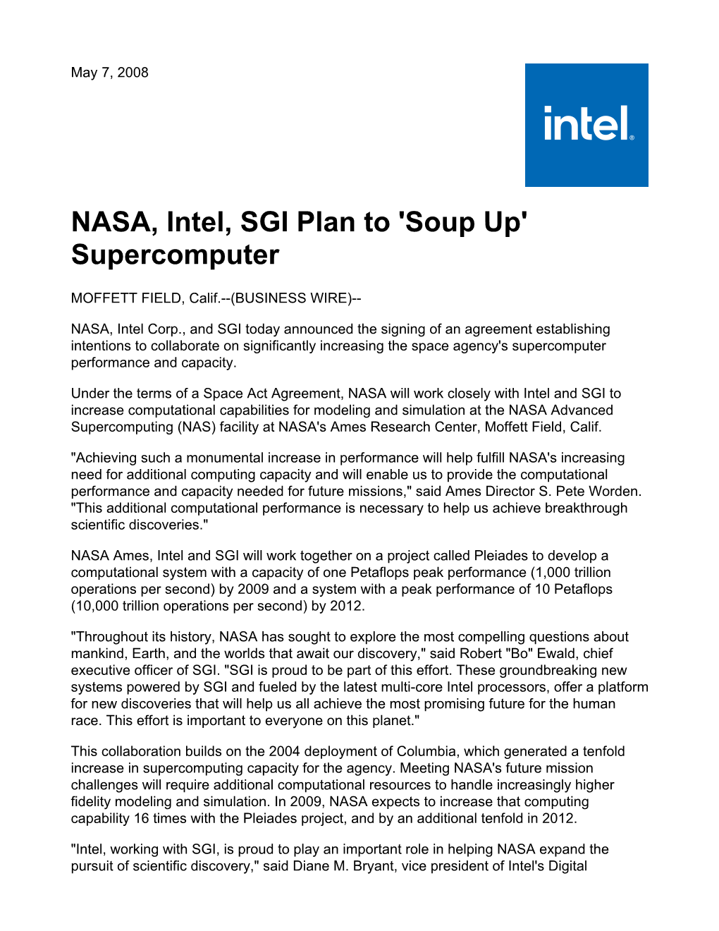 NASA, Intel, SGI Plan to 'Soup Up' Supercomputer