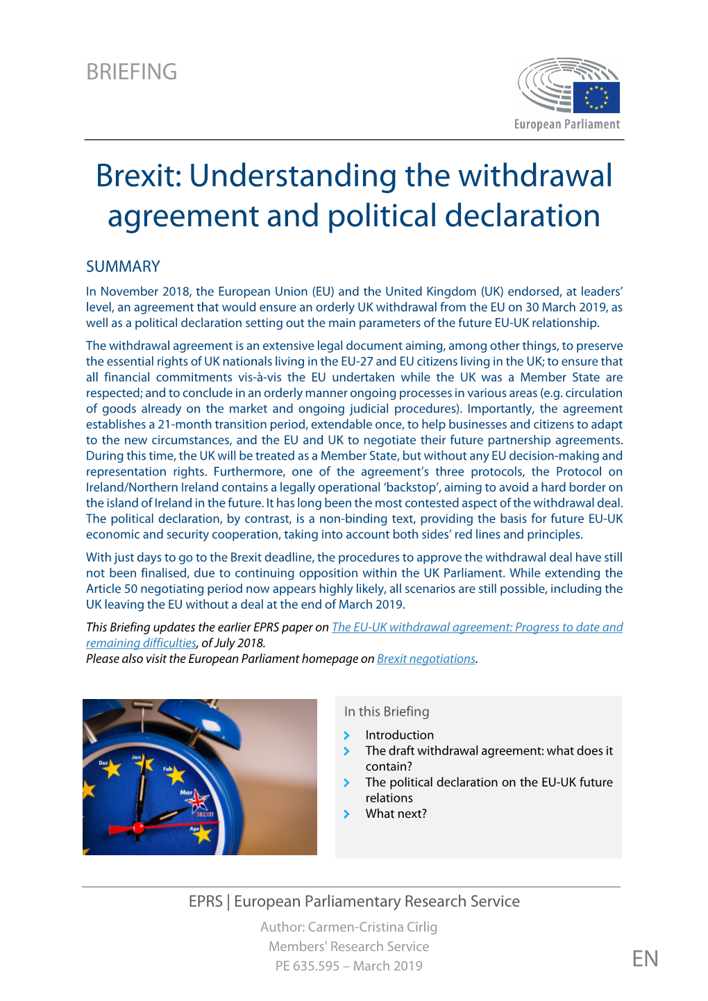Brexit: Understanding the Withdrawal Agreement and the Political Declaration