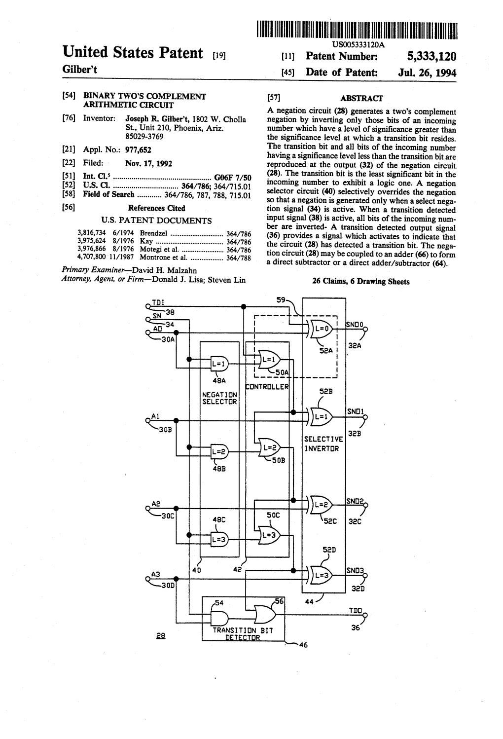 IIIHIIIHIIII US005333120A United States Patent (19) (11) Patent Number: 5,333,120 Gilbert 45) Date of Patent: Jul