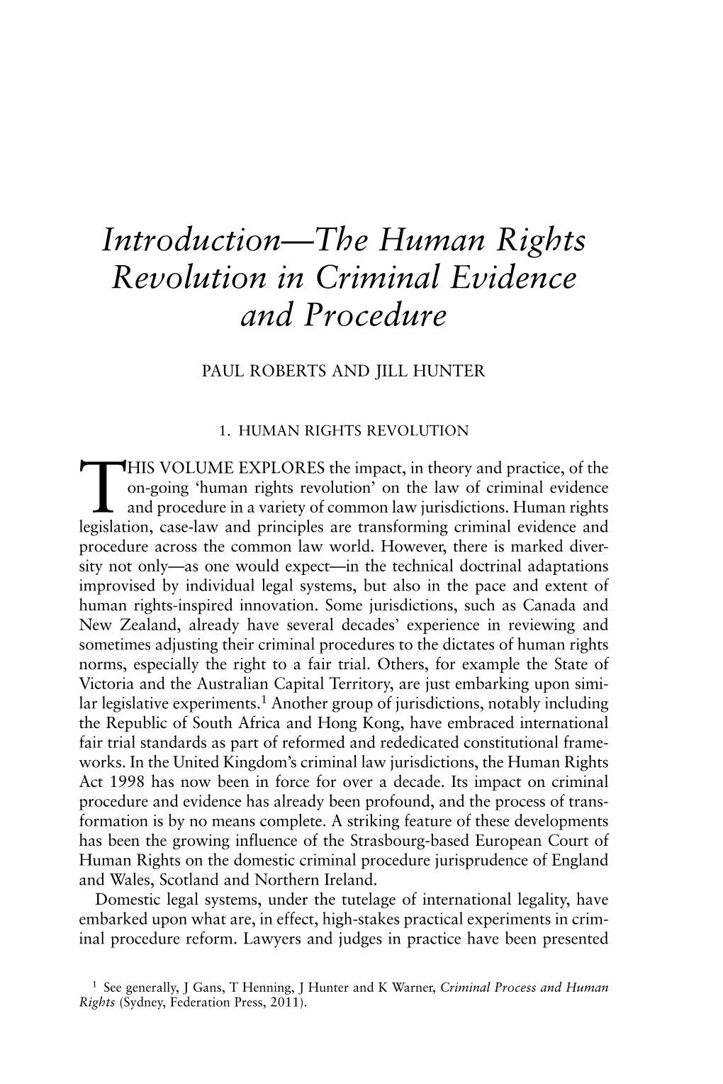 Introduction—The Human Rights Revolution in Criminal Evidence and Procedure