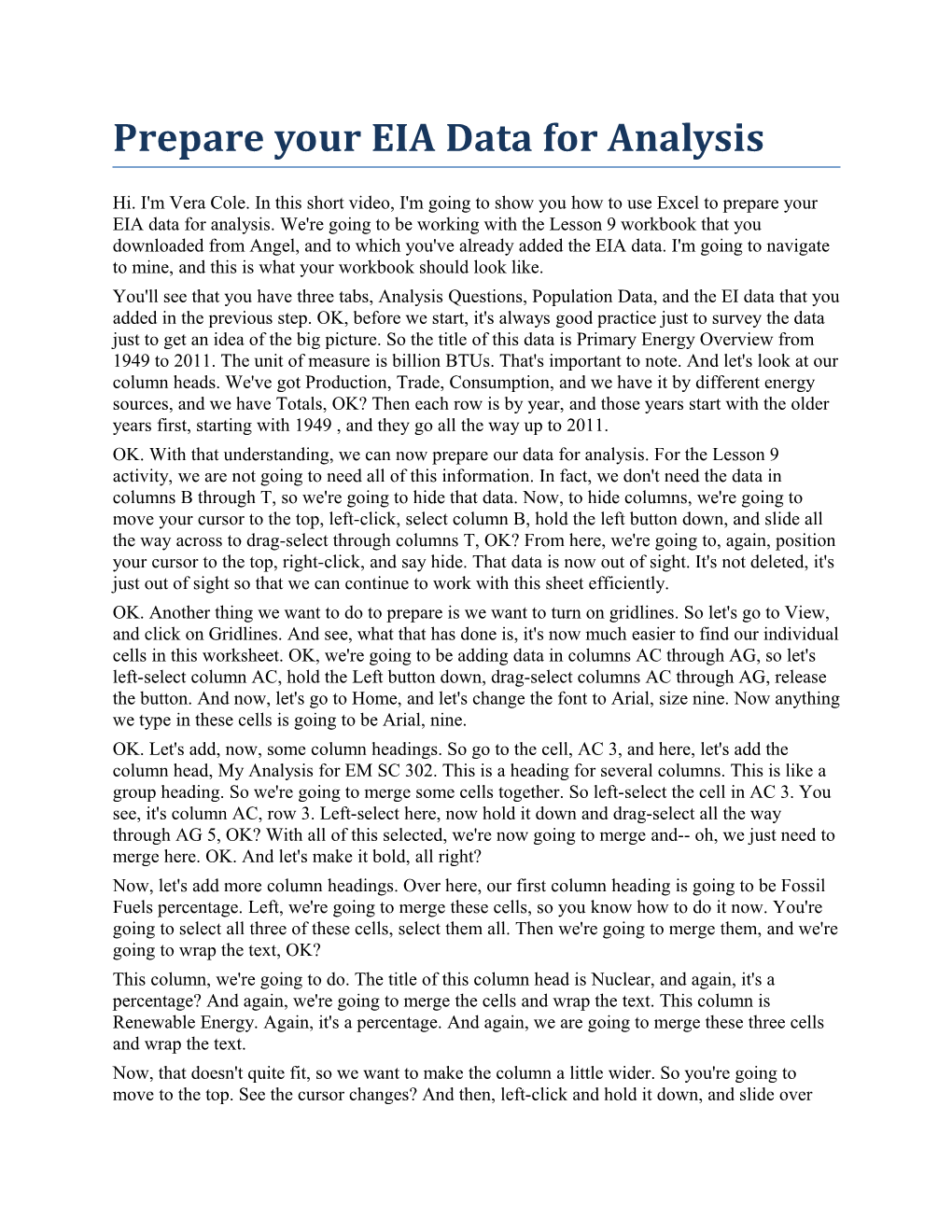 Prepare Your EIA Data for Analysis