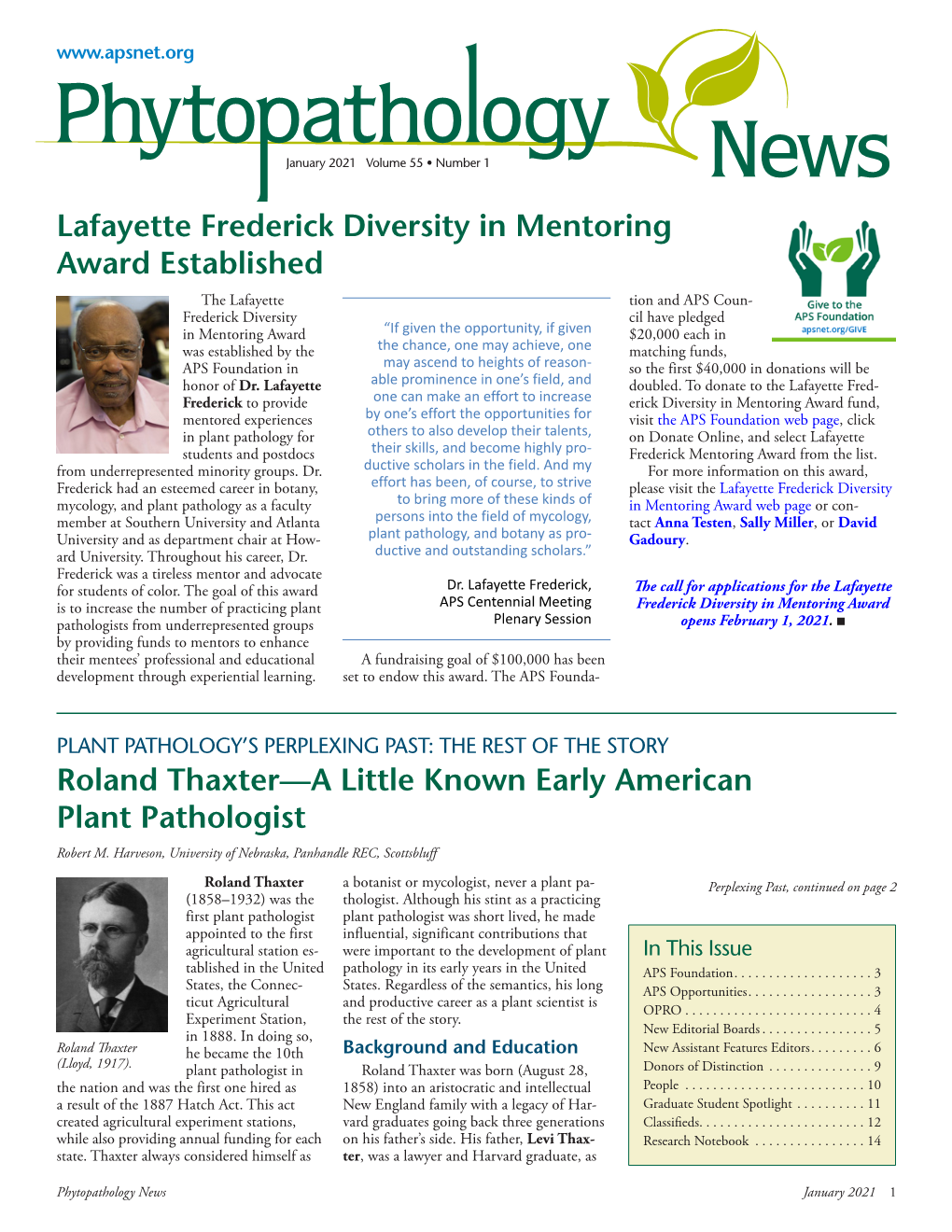 Lafayette Frederick Diversity in Mentoring Award Established