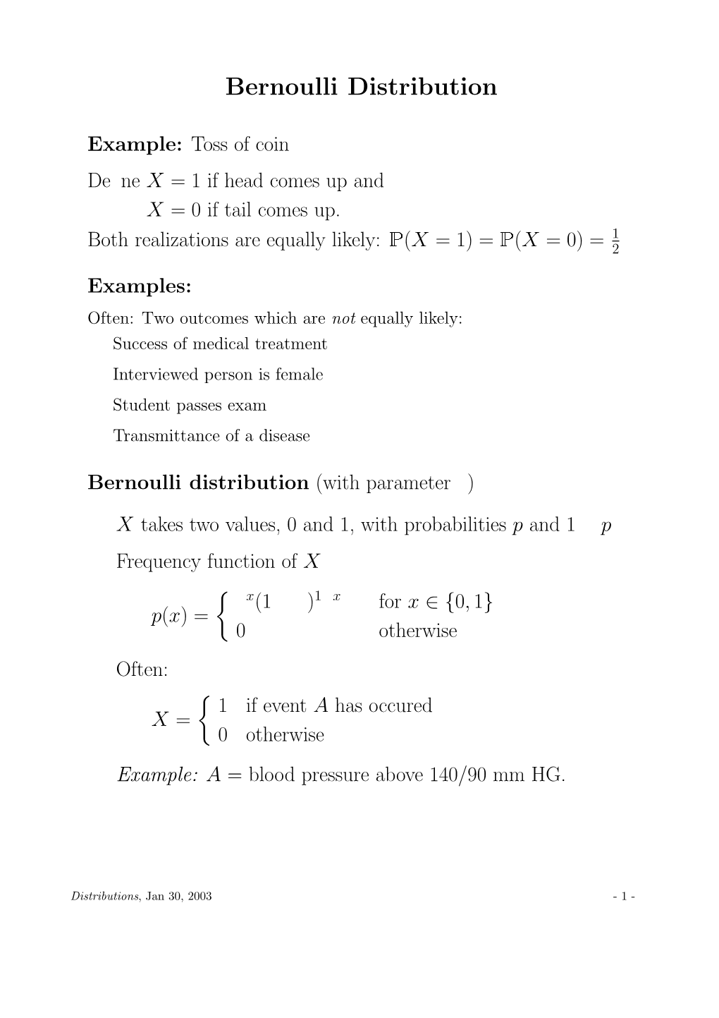 Bernoulli Distribution