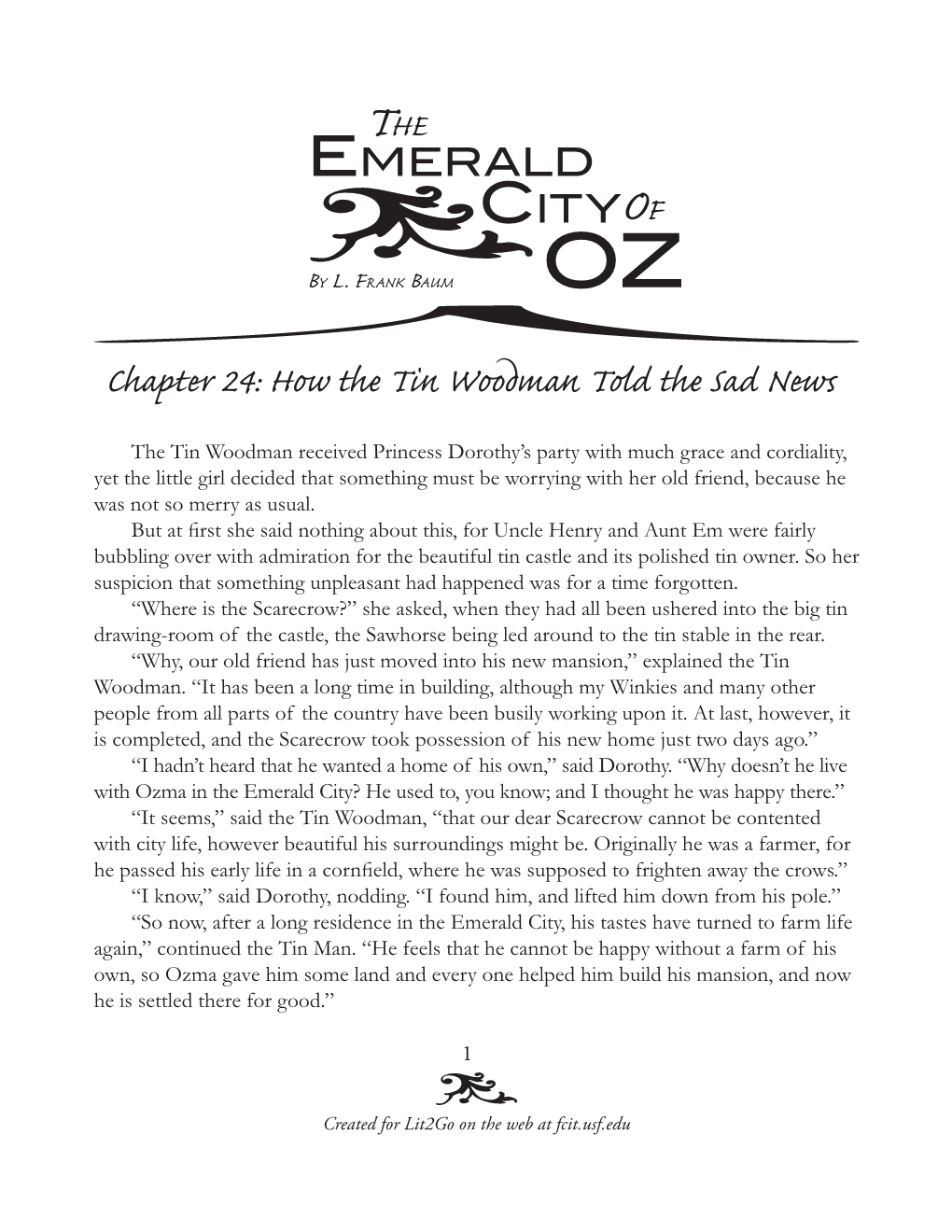 Chapter 24: How the Tin Woodman Told the Sad News