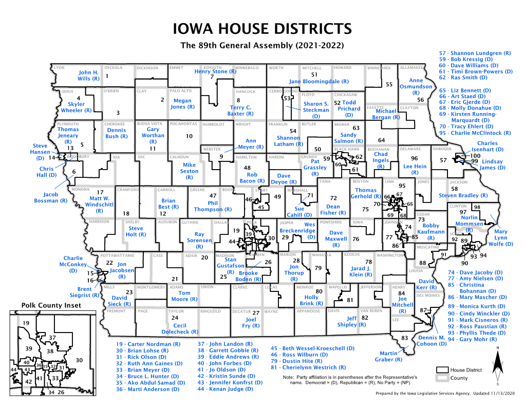 IOWA HOUSE DISTRICTS the 89Th General Assembly (2021-2022) 57 - Shannon Lundgren (R) 59 - Bob Kressig (D)