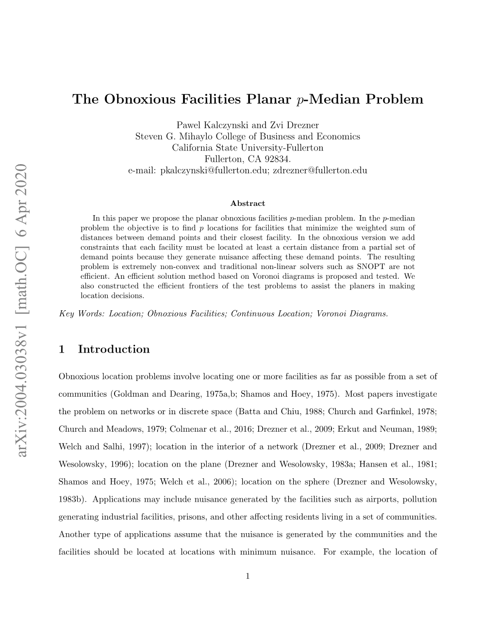 The Obnoxious Facilities Planar P-Median Problem