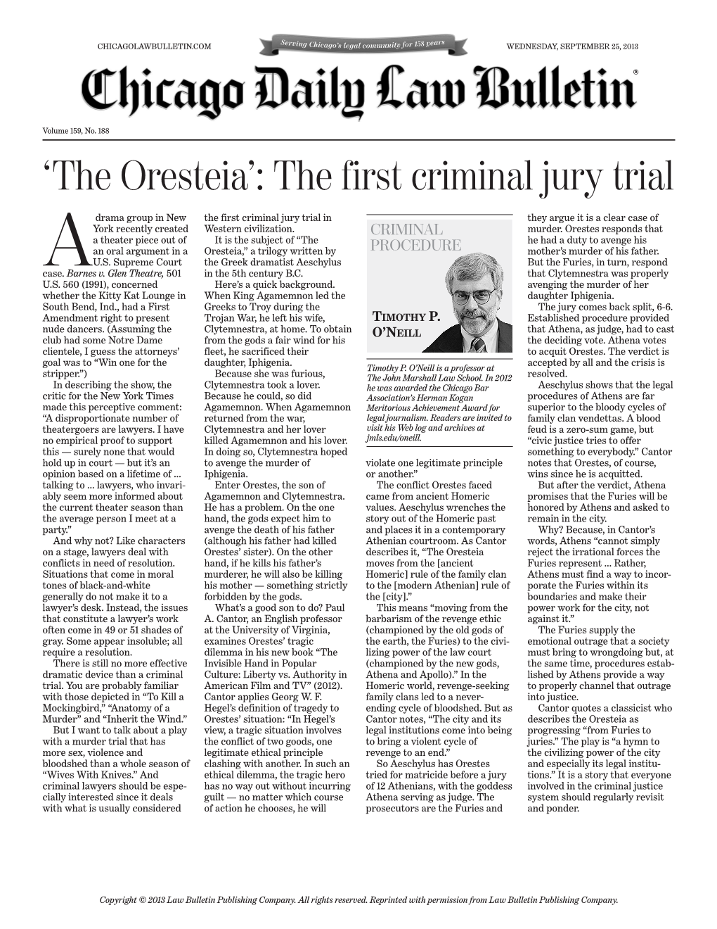 The Oresteia’: the First Criminal Jury Trial