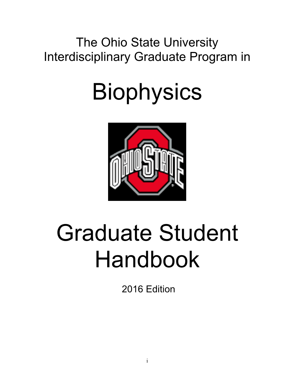 Biophysics Graduate Student Handbook
