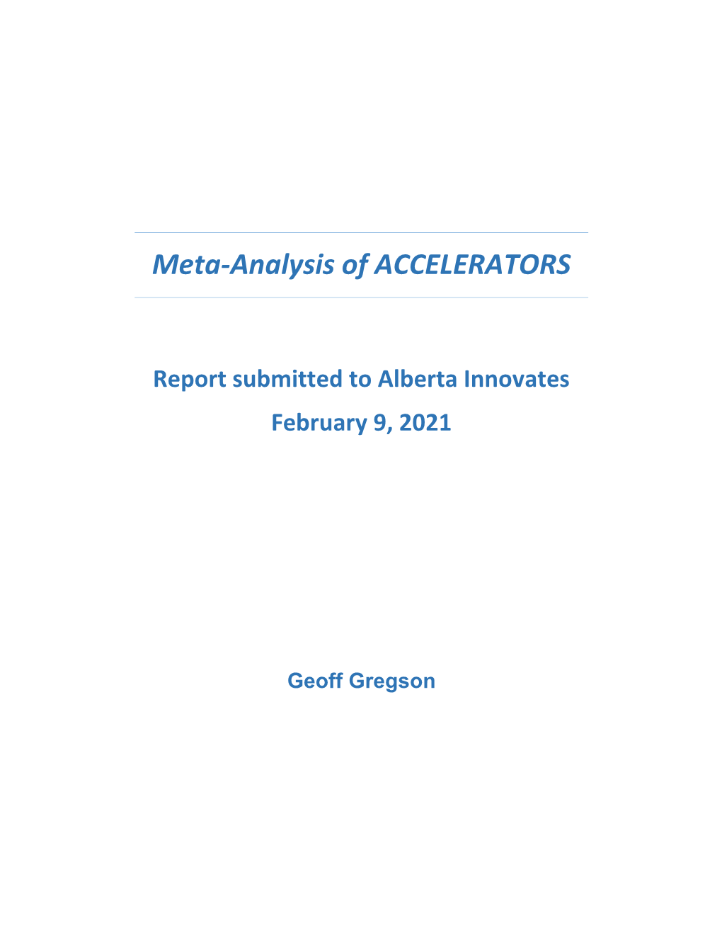 Alberta Innovates Meta-Analysis of Accelerators