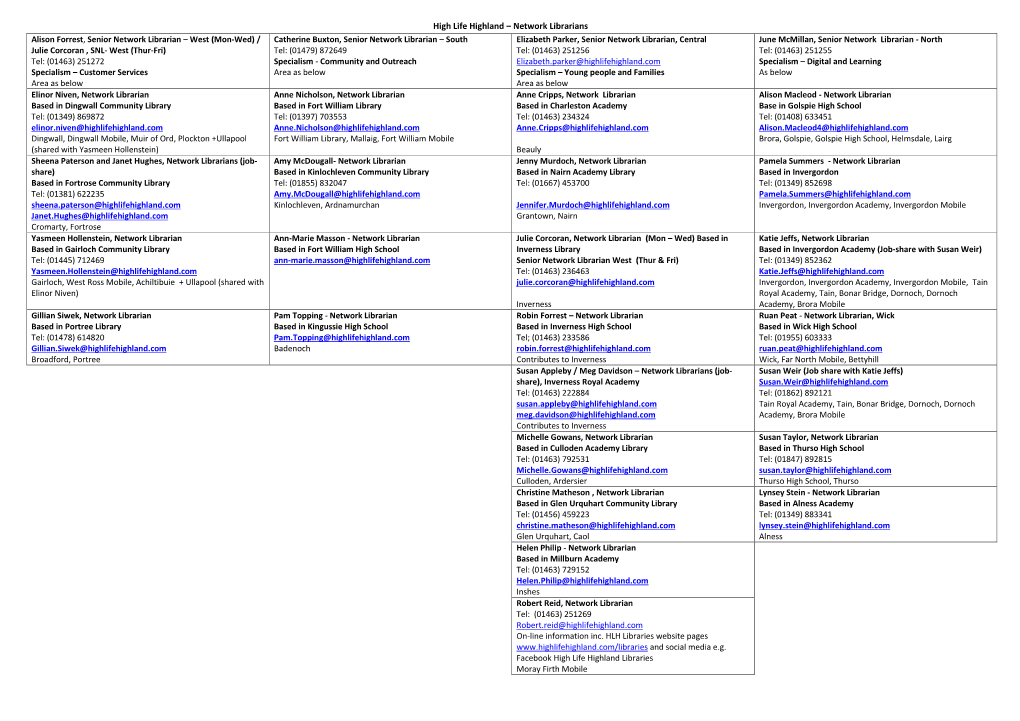 High Life Highland – Network Librarians