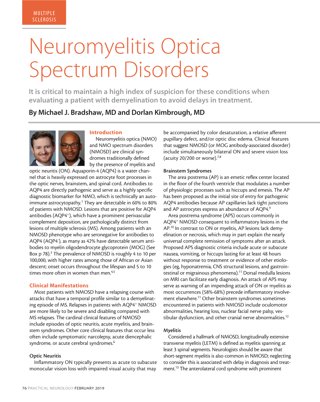 Neuromyelitis Optica Spectrum Disorders