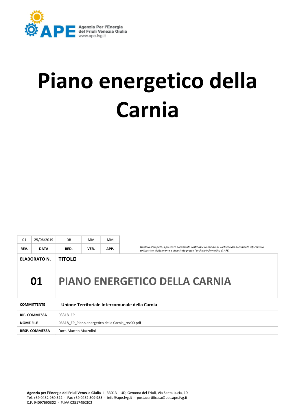 Bilancio Energetico Della Carnia