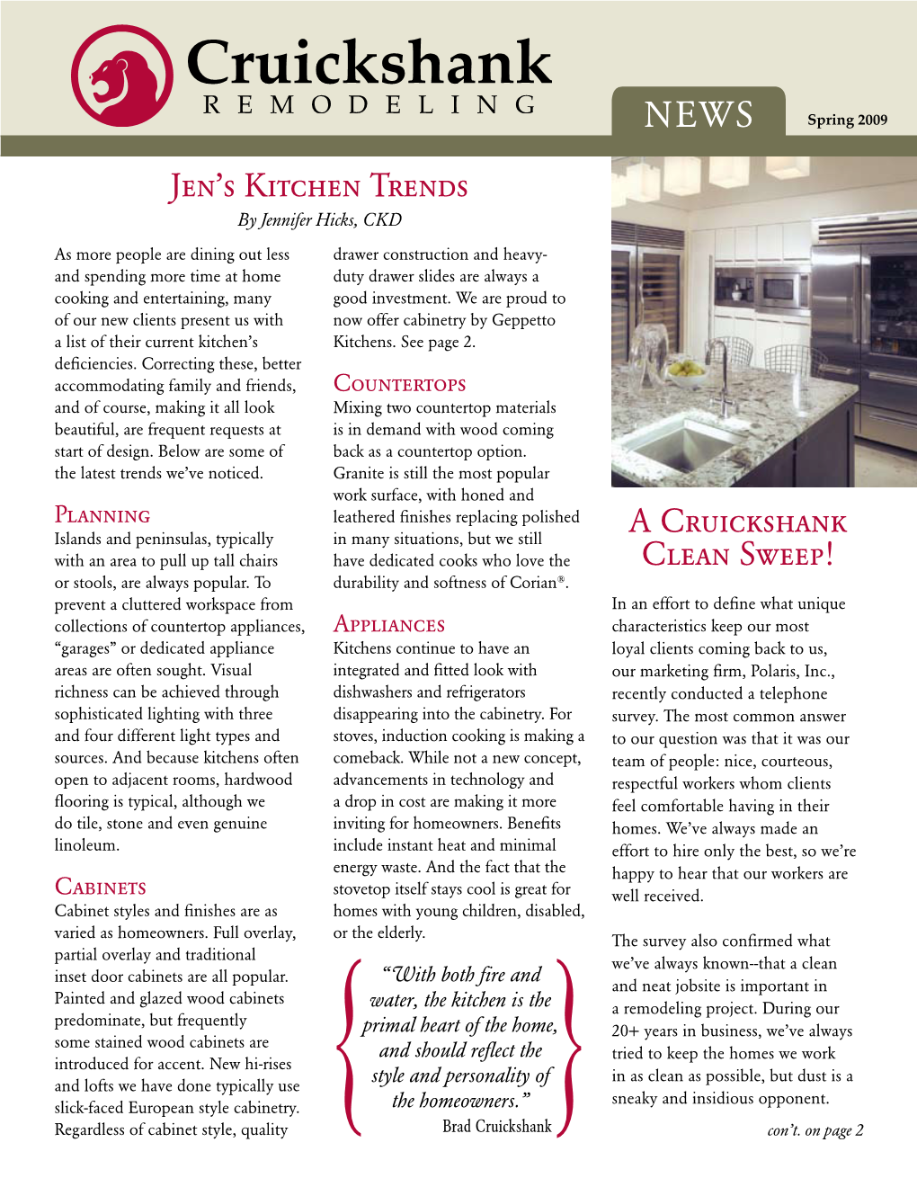 Jen's Kitchen Trends a Cruickshank Clean Sweep!