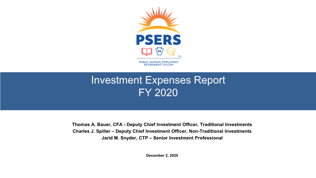 Investment Expenses Report FY 2020