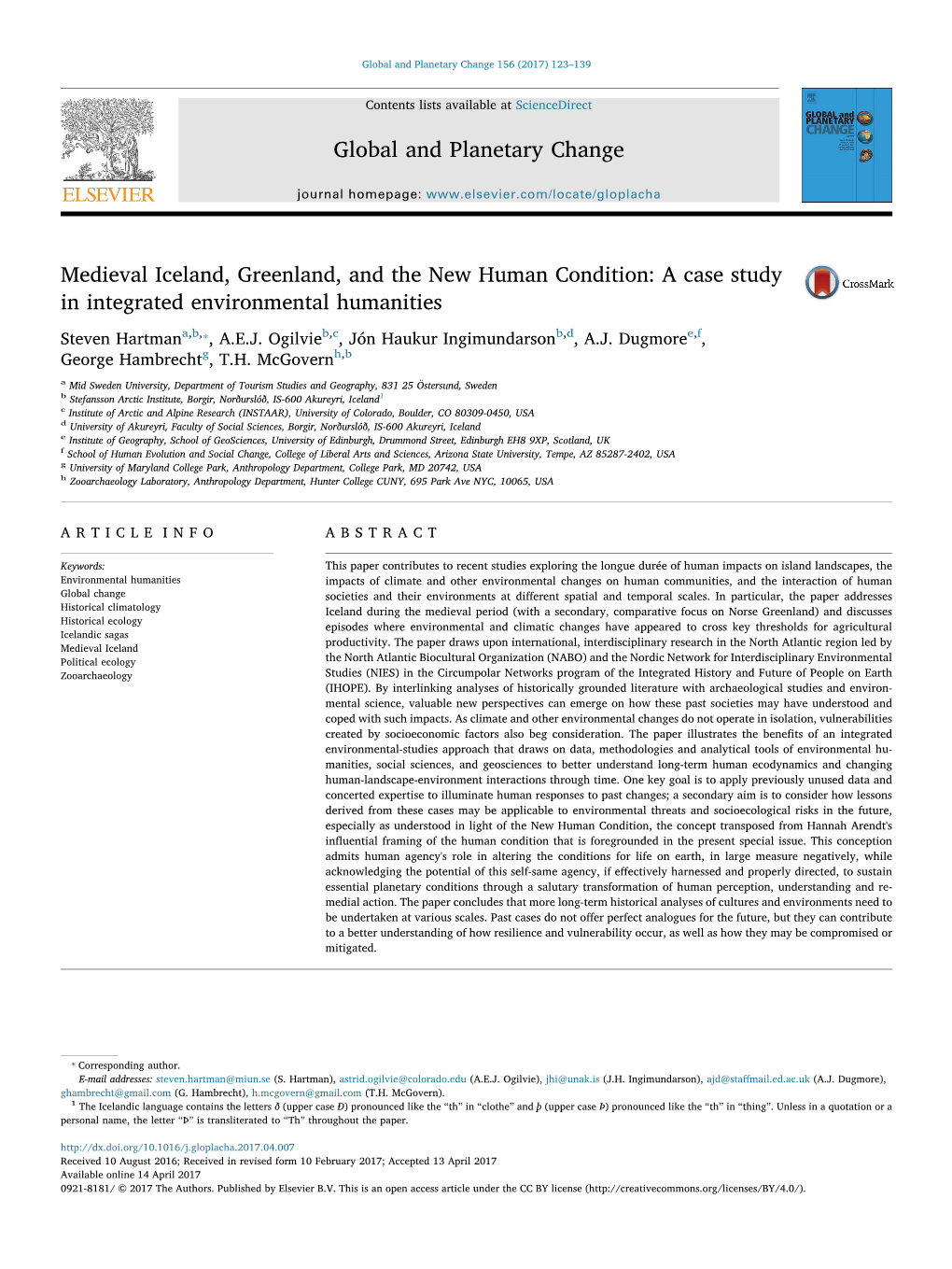 Medieval Iceland, Greenland, and the New Human Condition: a Case Study MARK in Integrated Environmental Humanities