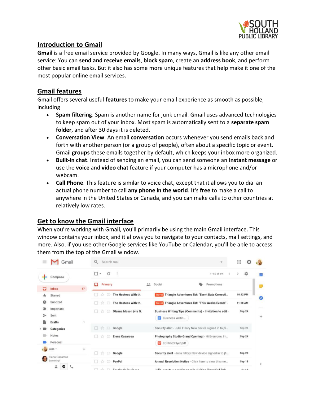 Introduction to Gmail Gmail Features Get to Know the Gmail Interface