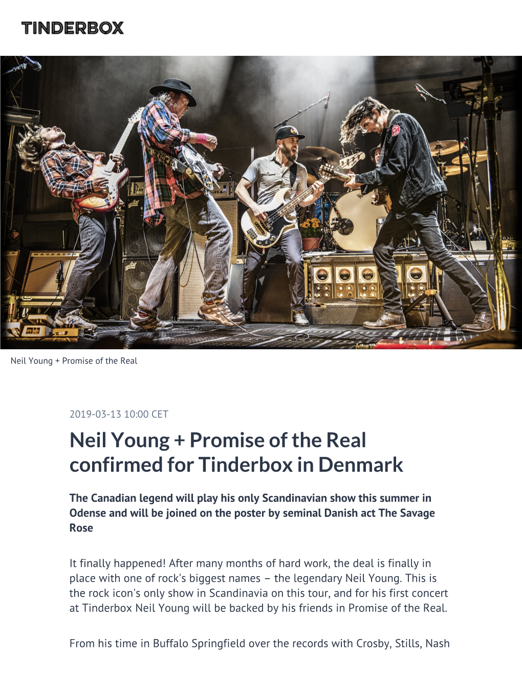 ​Neil Young + Promise of the Real Confirmed for Tinderbox in Denmark