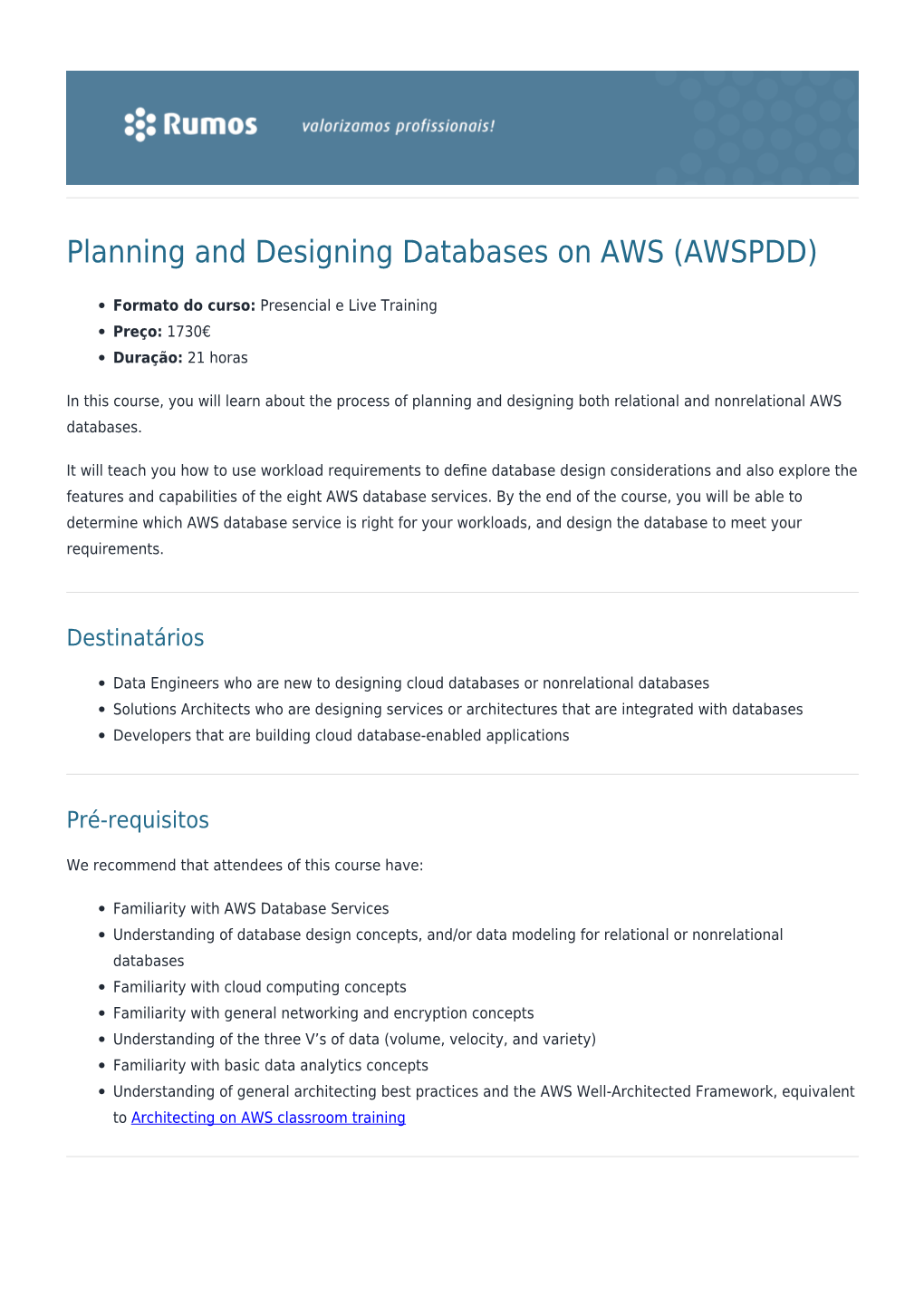Planning and Designing Databases on AWS (AWSPDD)