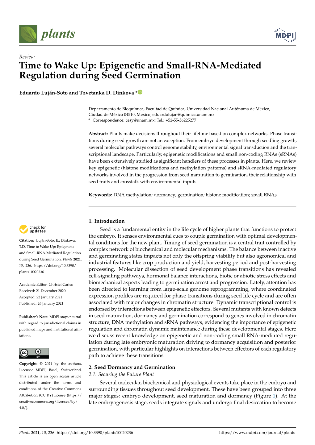 Epigenetic and Small-RNA-Mediated Regulation During Seed Germination