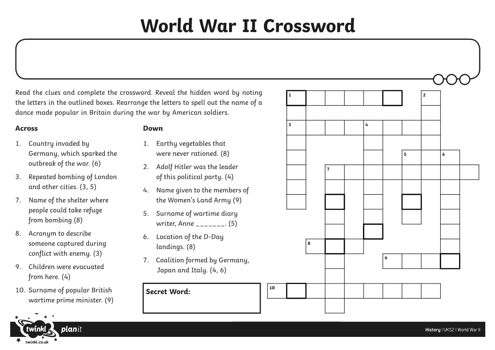 World War II Crossword