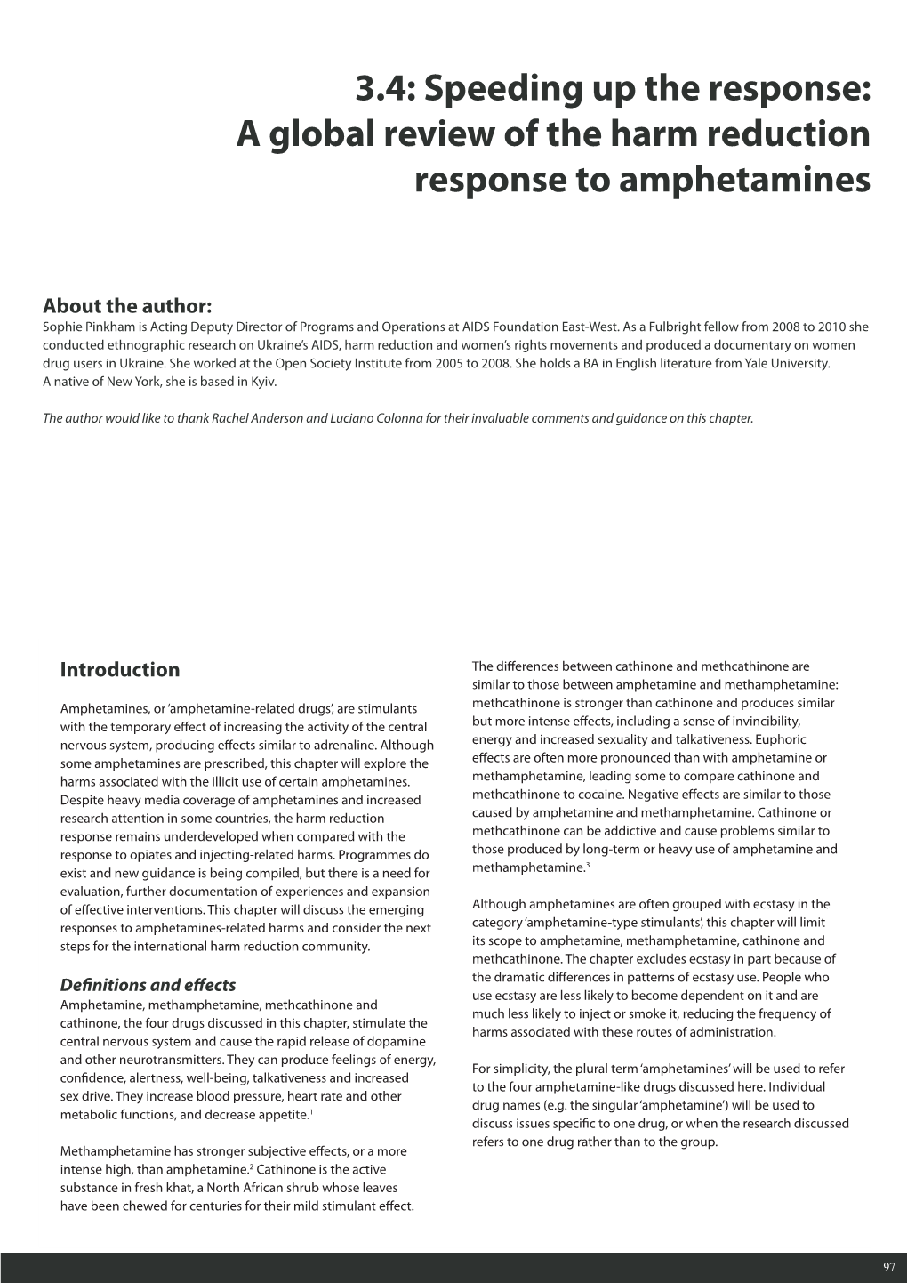 A Global Review of the Harm Reduction Response to Amphetamines