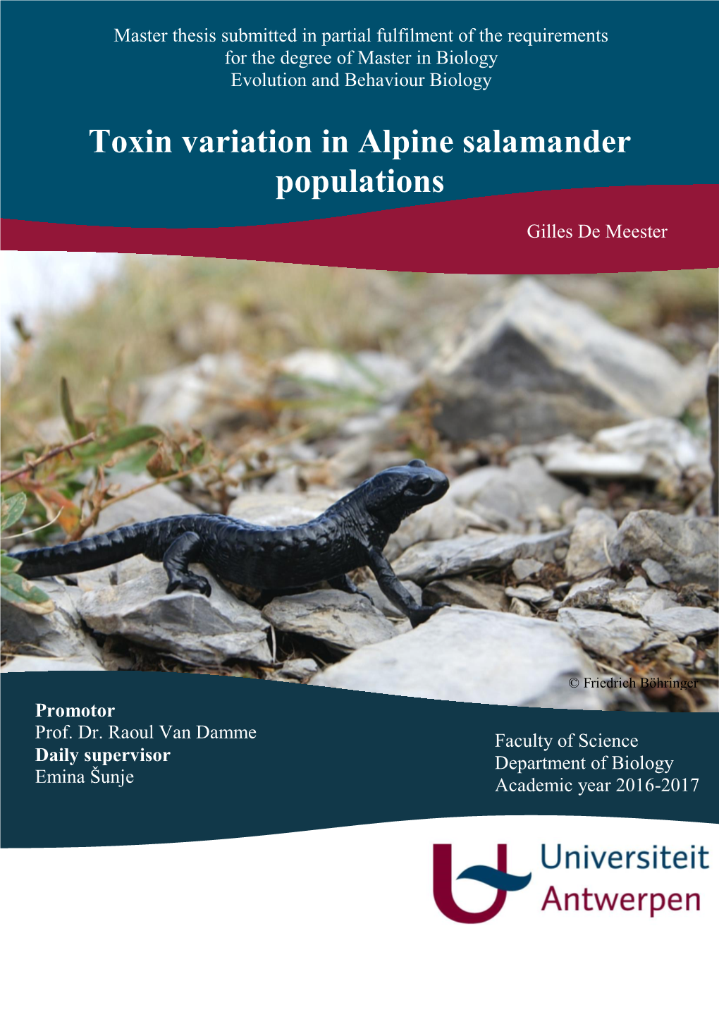 Toxin Variation in Alpine Salamander Populations