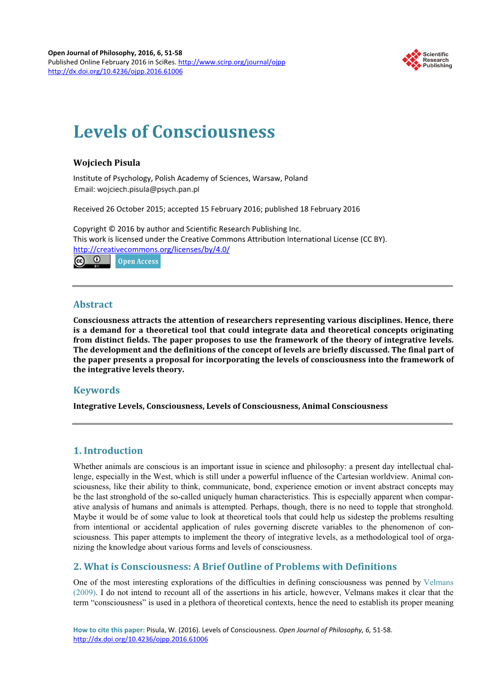 Levels of Consciousness