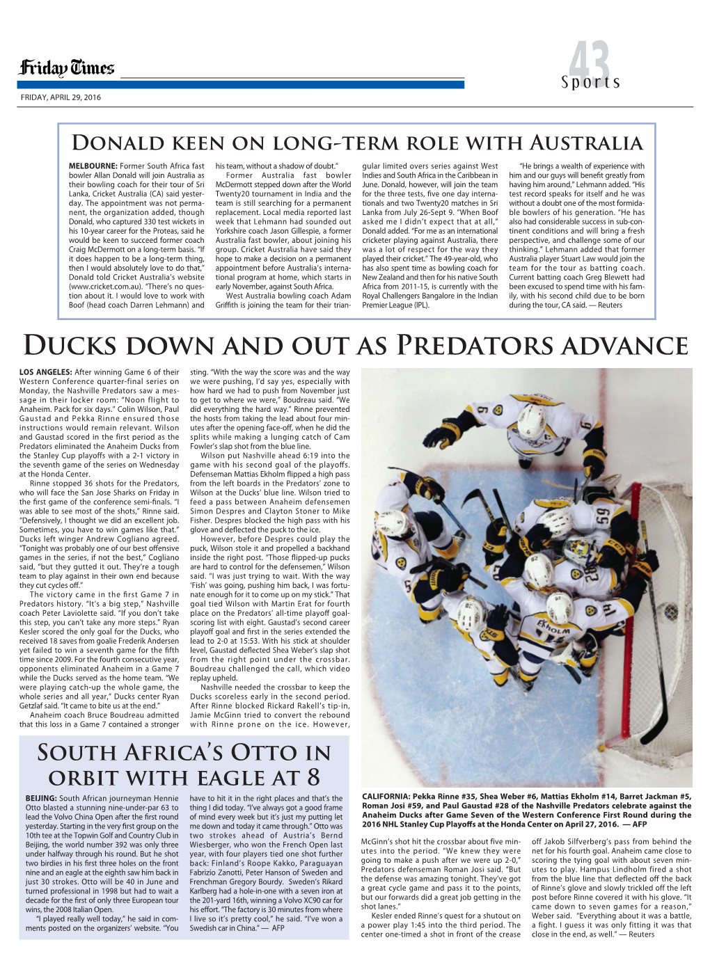 Ducks Down and out As Predators Advance