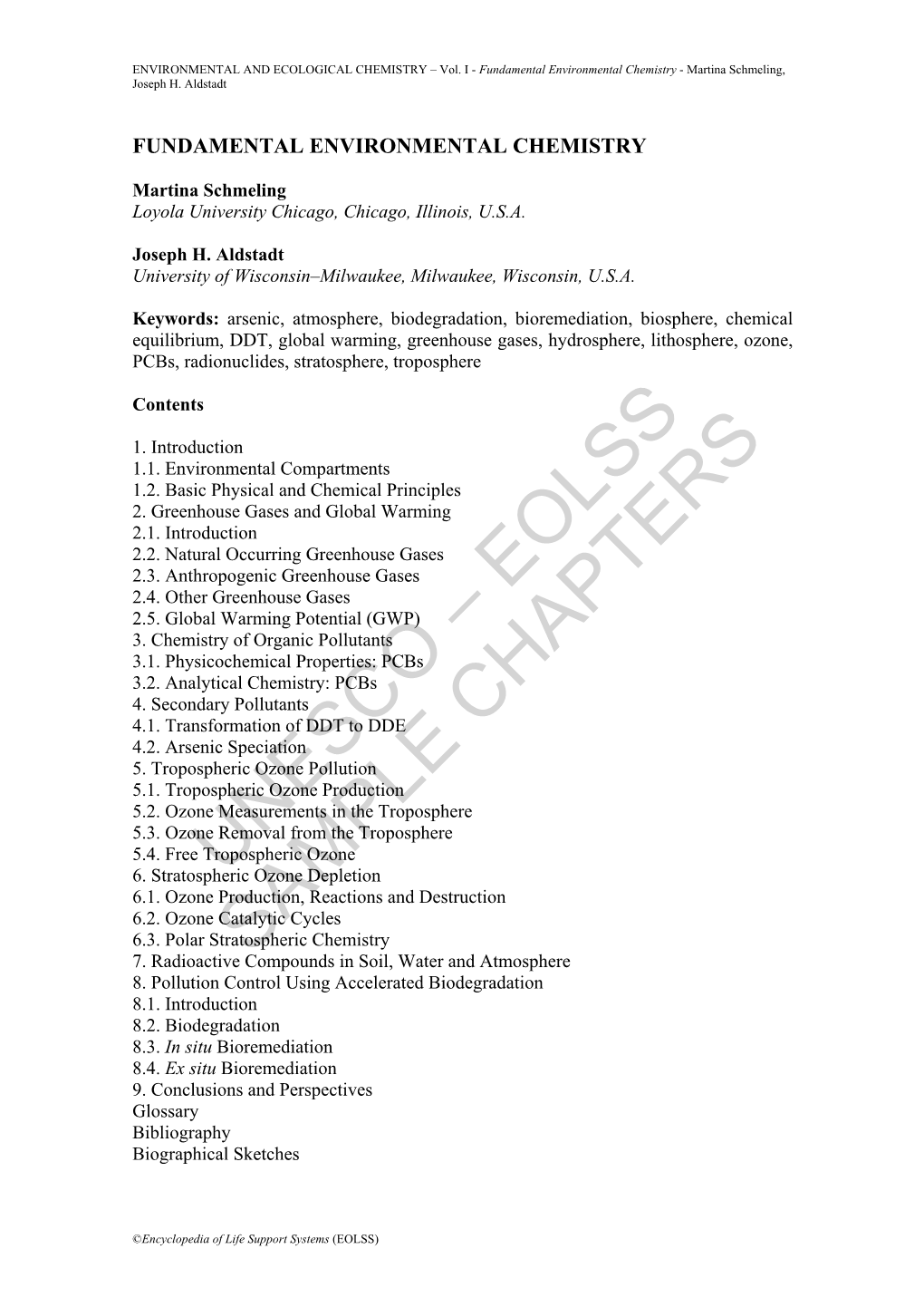 Fundamental Environmental Chemistry - Martina Schmeling, Joseph H