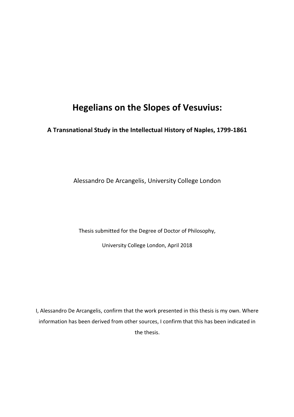 Vico, Hegel and a New Historicism