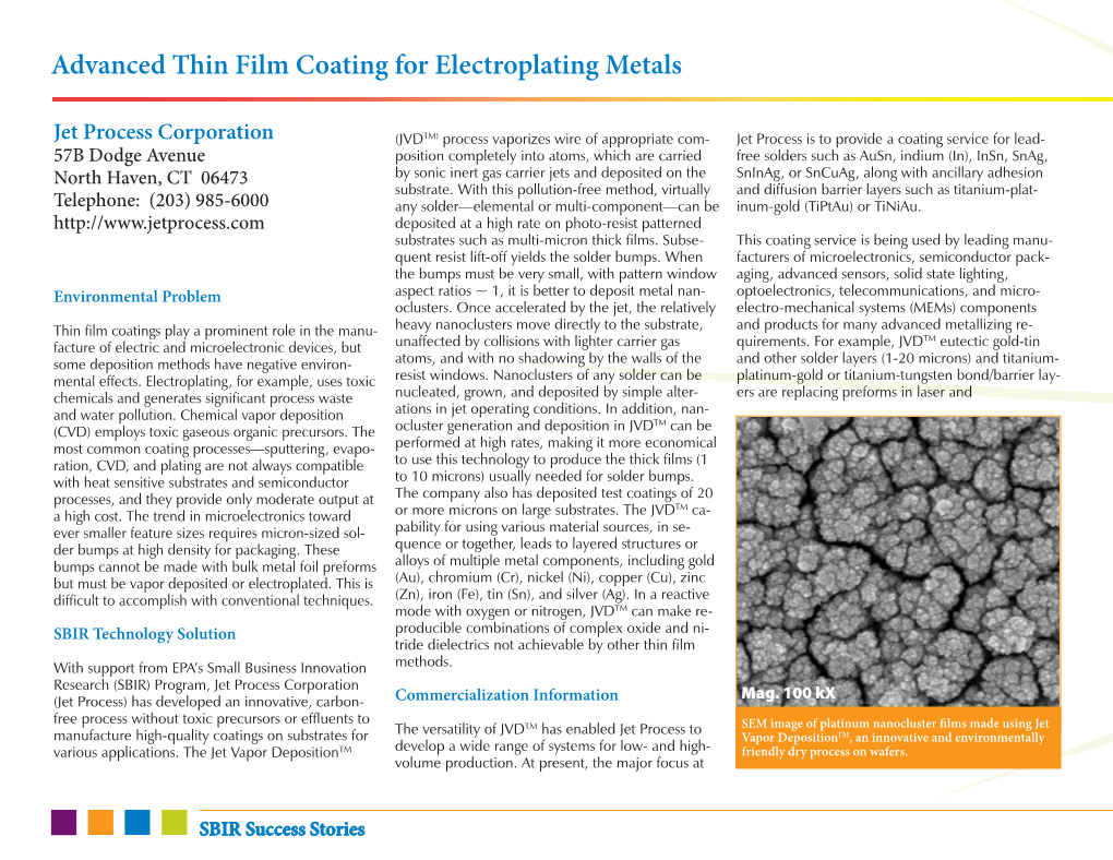 Advanced Thin Film Coating for Electroplating Metals