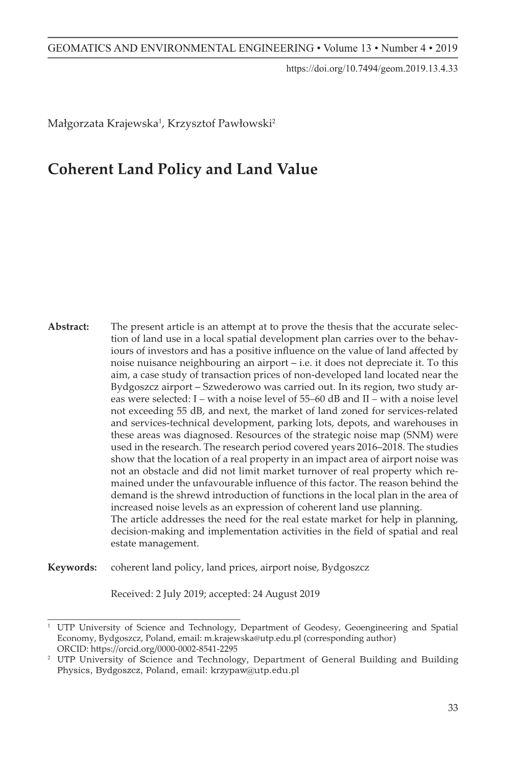 Coherent Land Policy and Land Value