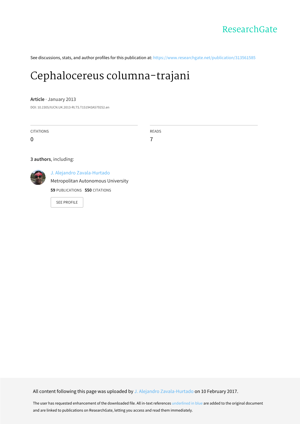 Cephalocereus Columna-Trajani