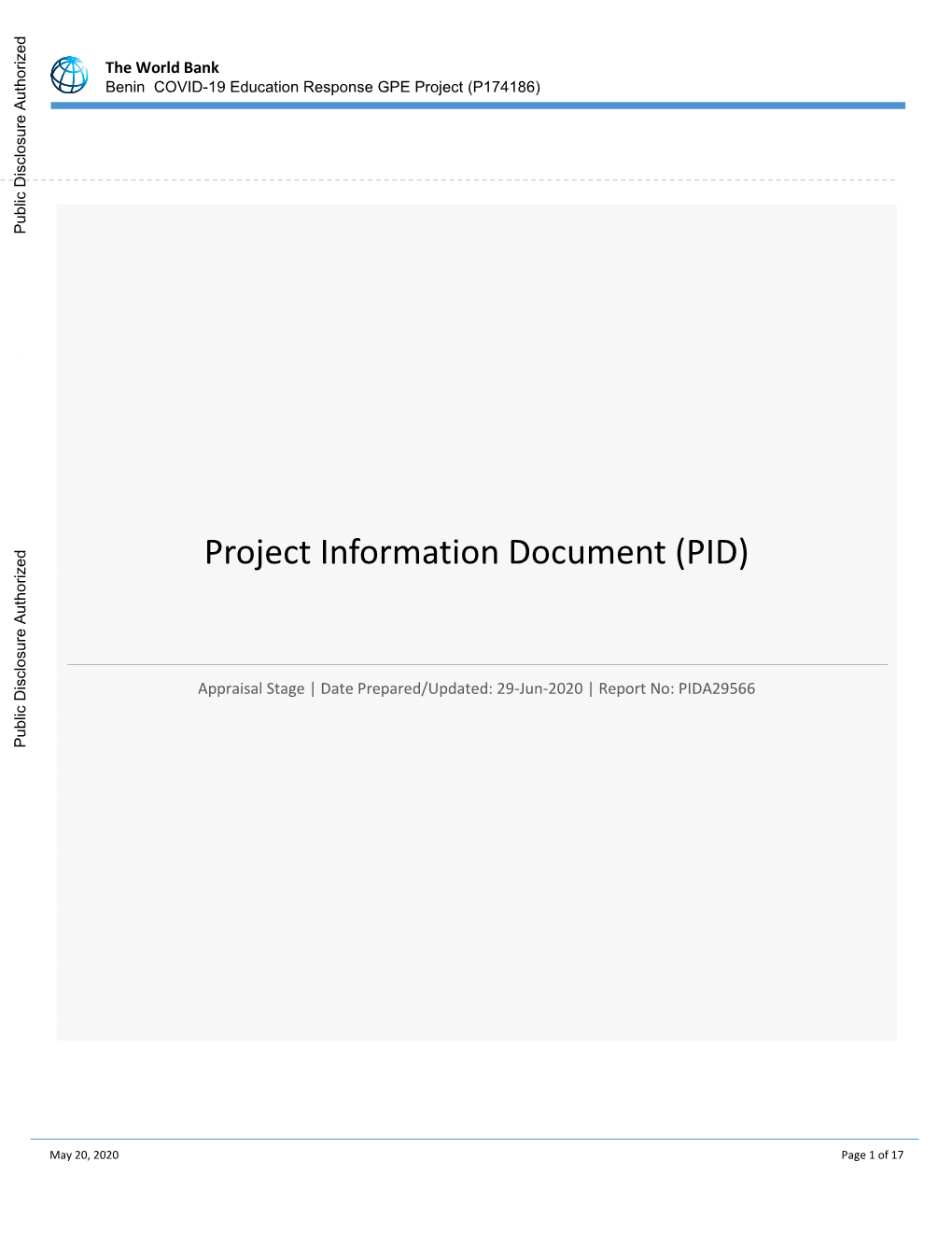 Project Information Document (PID)