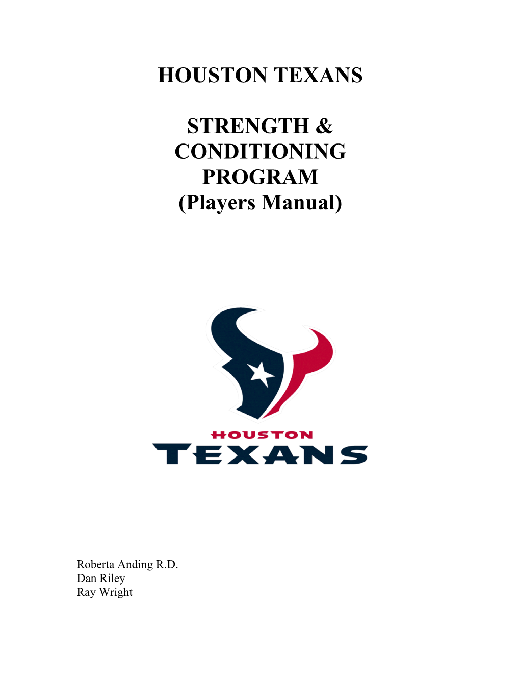 Houston Texans Strength & Conditioning Program