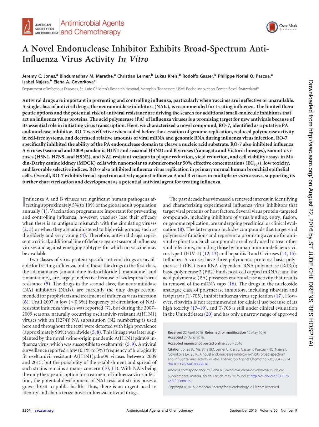 A Novel Endonuclease Inhibitor Exhibits Broad-Spectrum Anti- Inﬂuenza Virus Activity in Vitro