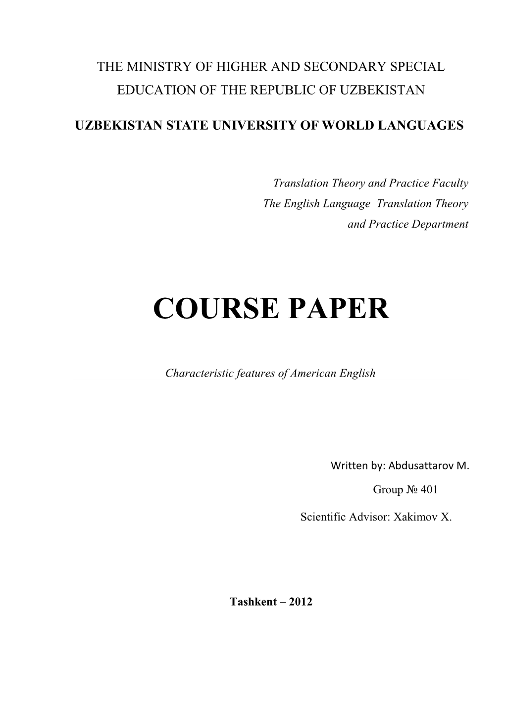 Uzbekistan State University of World Languages