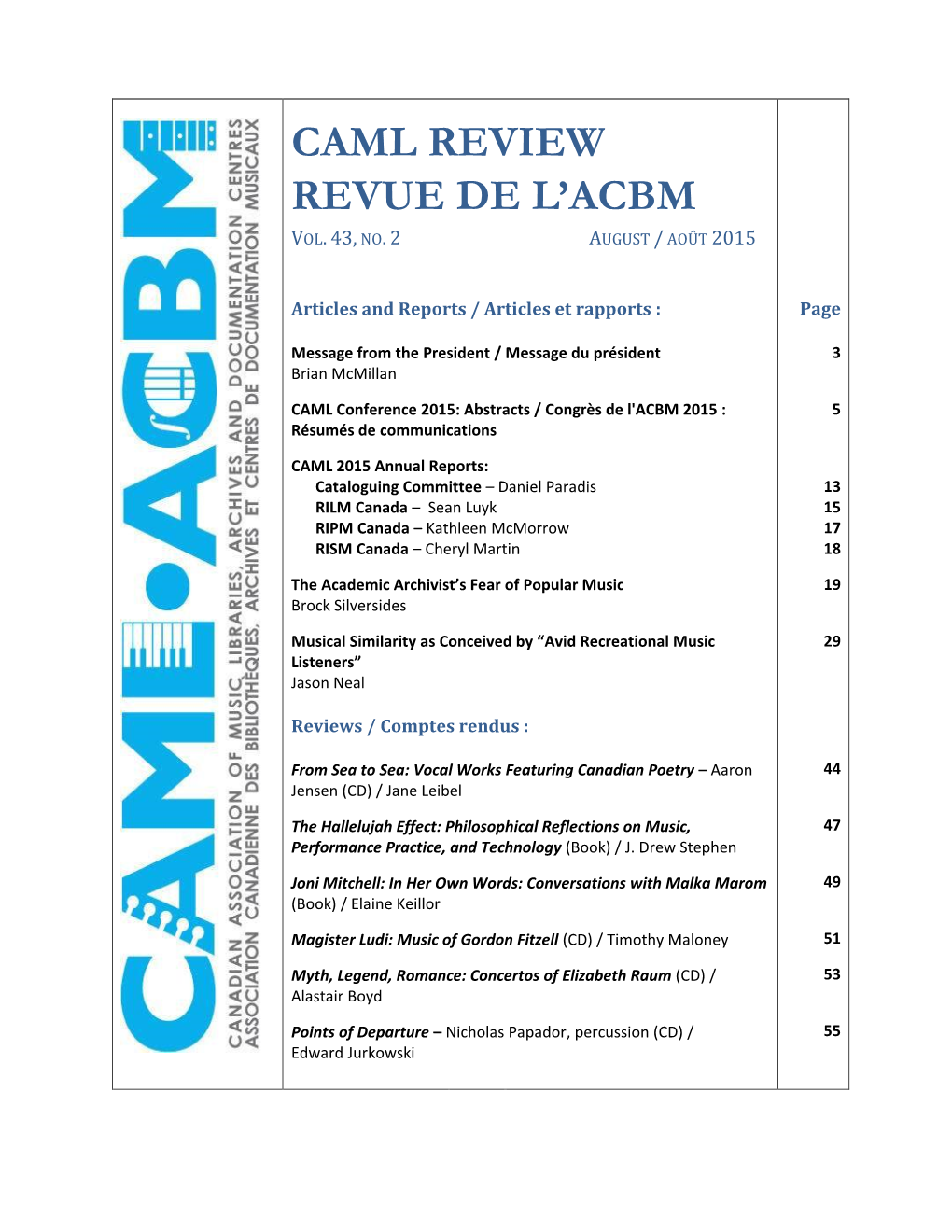 Caml Review Revue De L'acbm