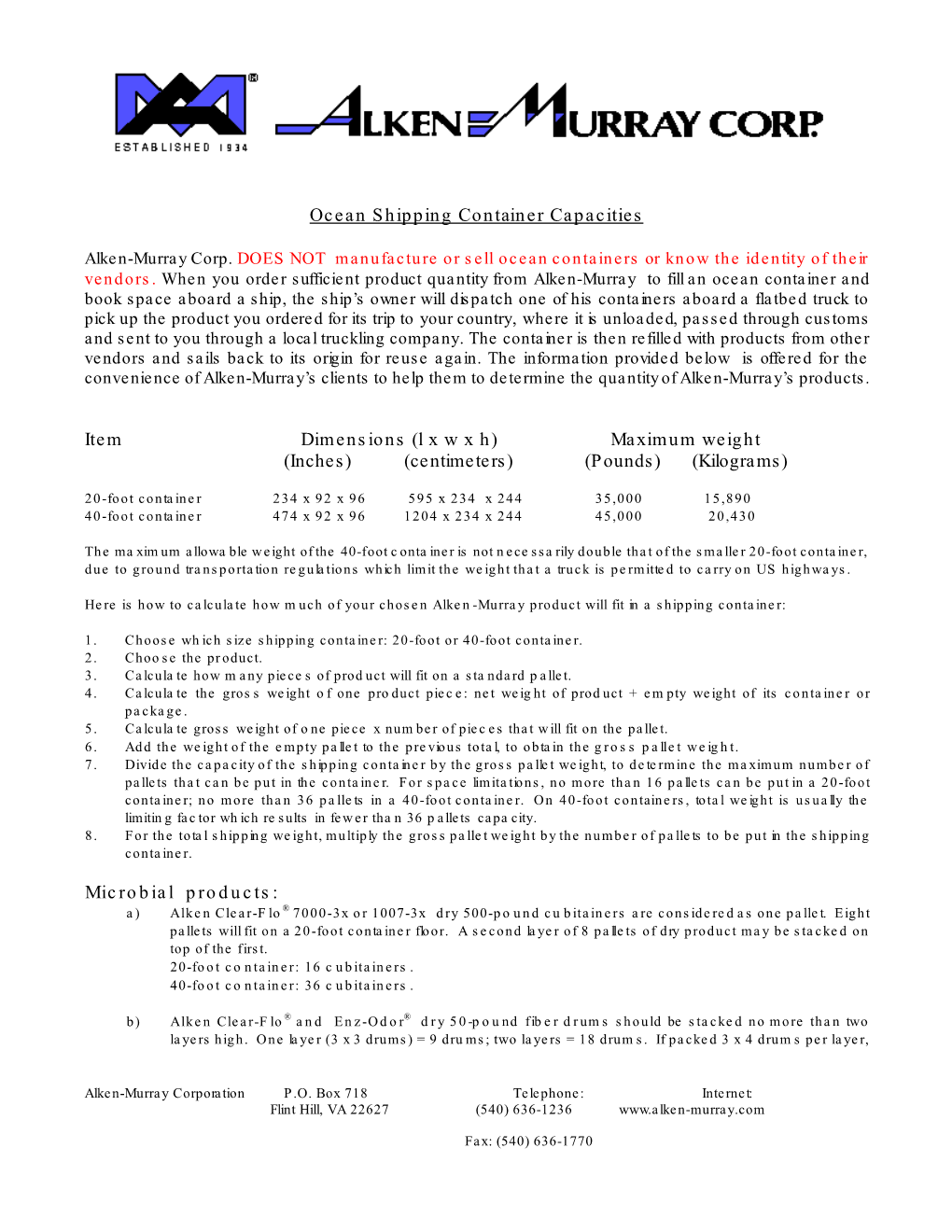 Ocean Shipping Container Capacities