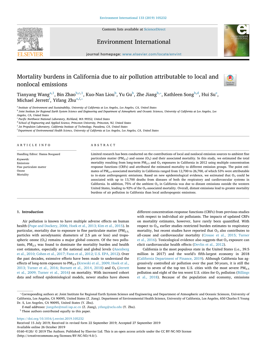 Mortality Burdens in California Due to Air Pollution Attributable to Local And