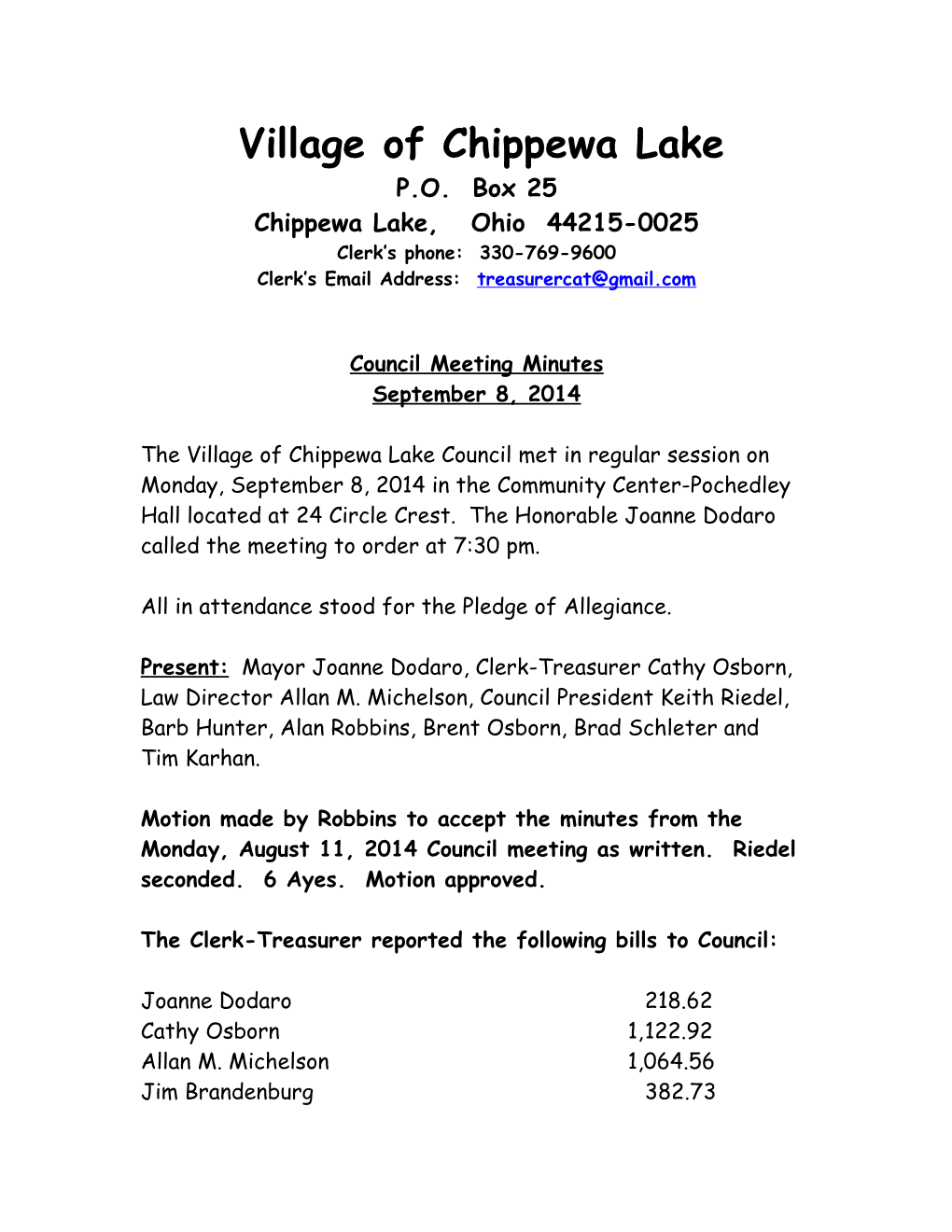 Village of Chippewa Lake