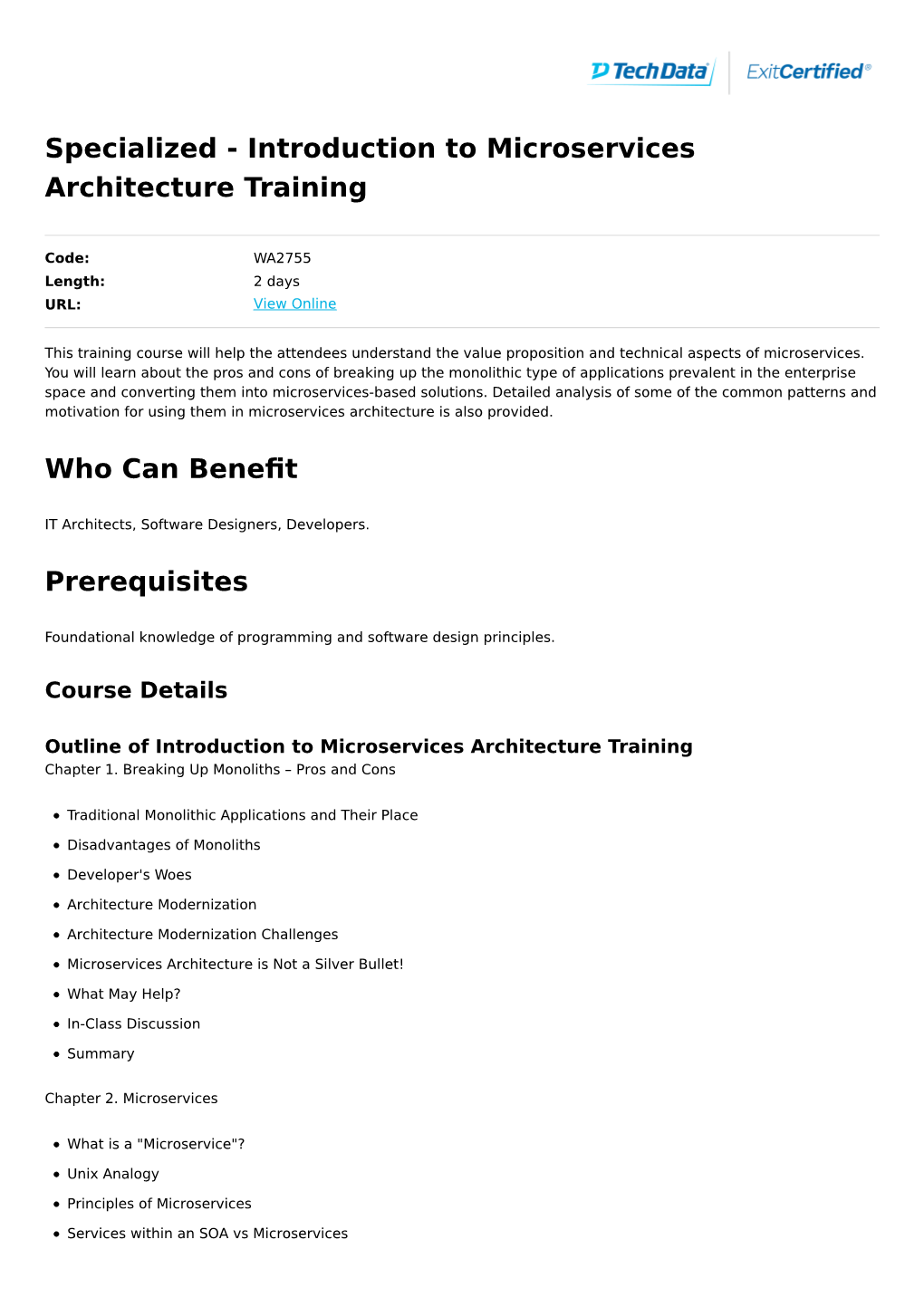 Introduction to Microservices Architecture Training
