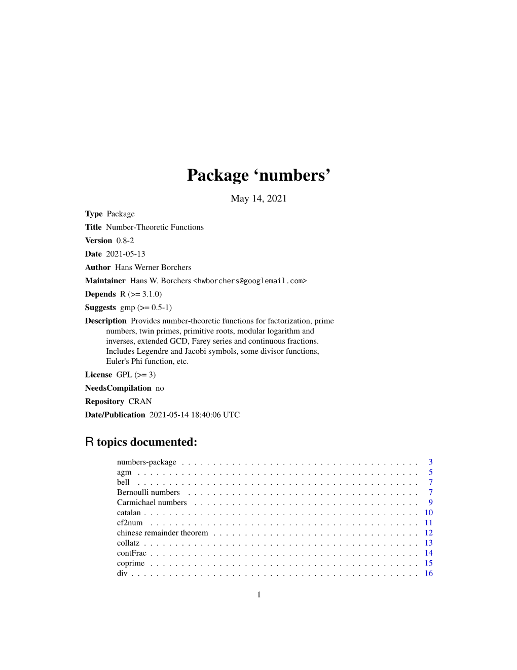 Package 'Numbers'