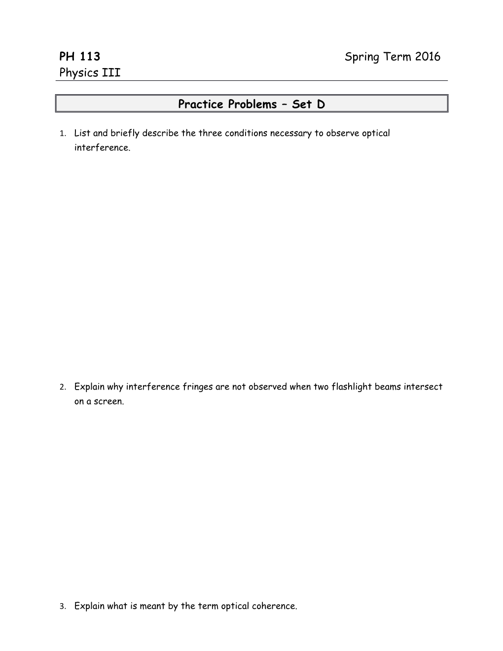 Practice Problems Set D