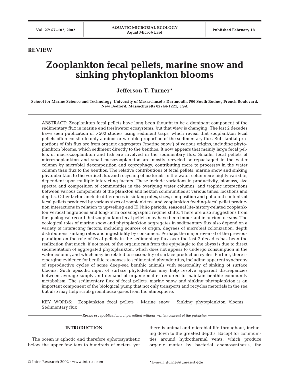 Zooplankton Fecal Pellets, Marine Snow and Sinking Phytoplankton Blooms