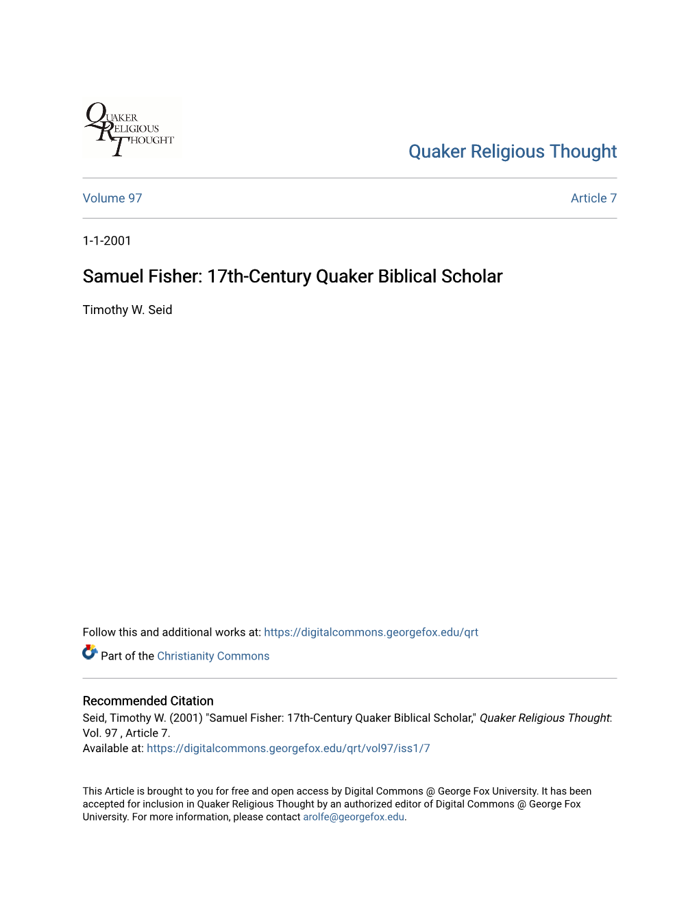 Samuel Fisher: 17Th-Century Quaker Biblical Scholar