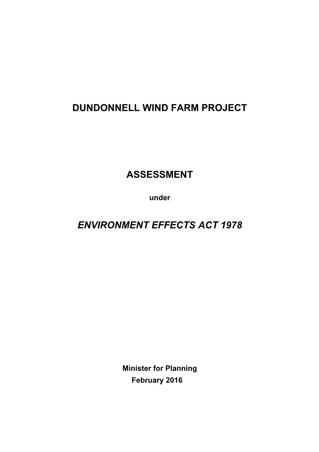 Dundonnell Wind Farm Minister's Assessment