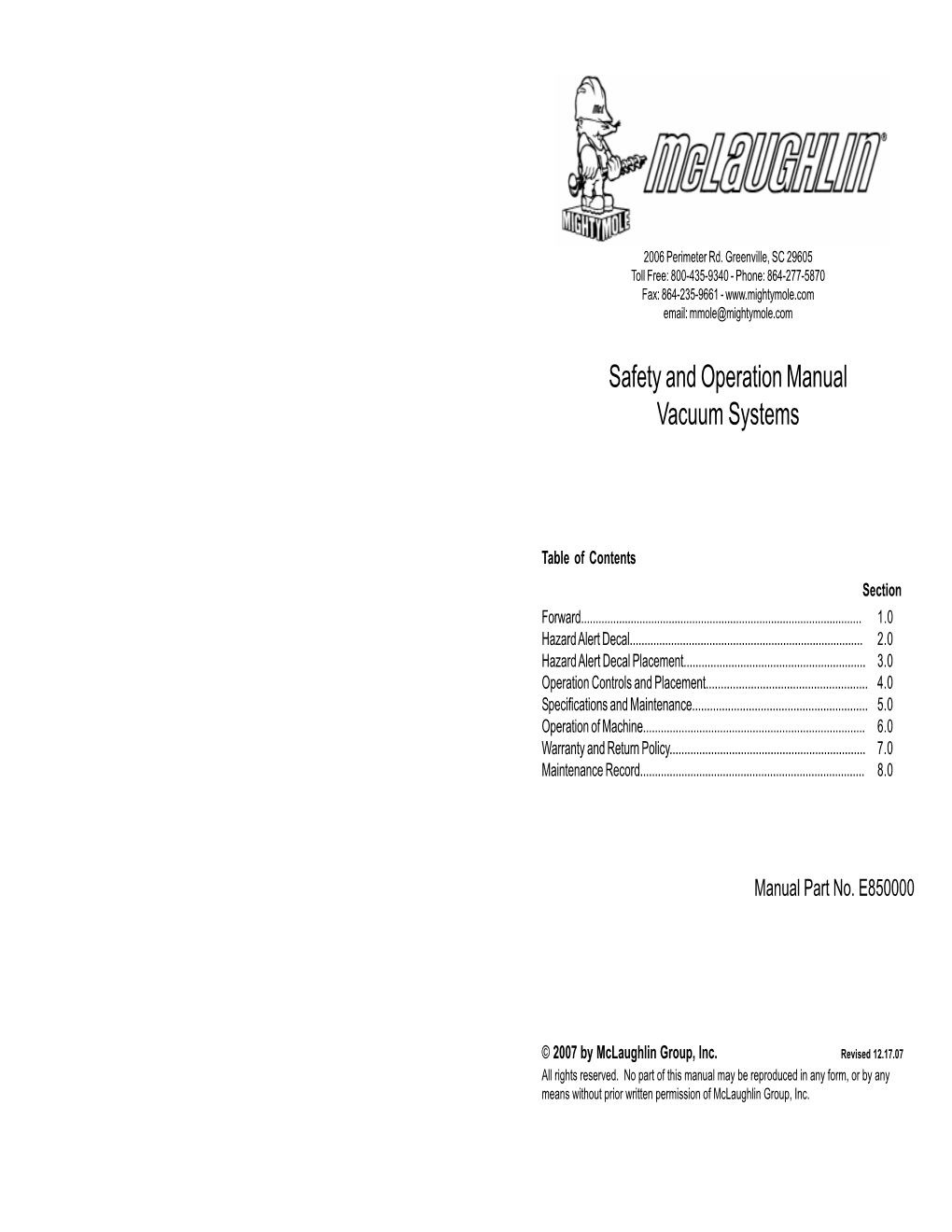 E850000 VACUUM SAFETY and OPERATIONS MANUAL Booklet.Pmd