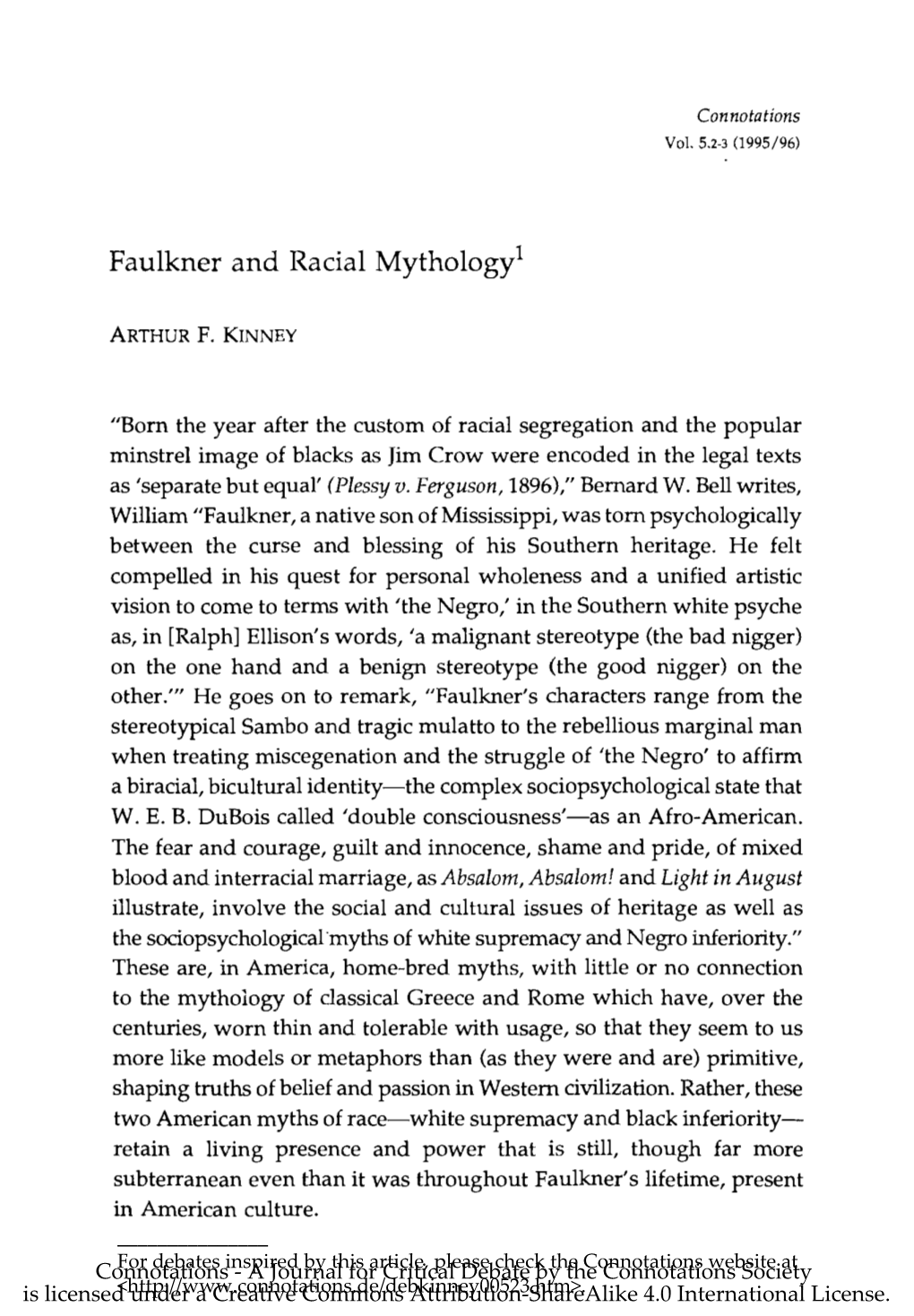 Faulkner and Racial Mythology1